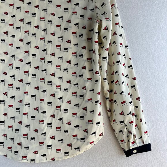Talbots Shirt Womens Size 6 Petite Small Cream Nautical Coastal Blouse Travel - Picture 13 of 13